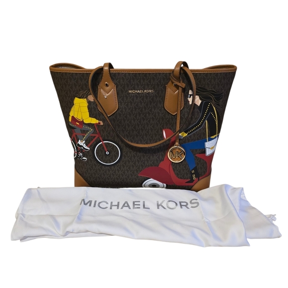 NWT Michael Kors Travel Print Tote Whitney Large - Picture 1 of 8